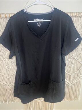 Grey's Anatomy Black V-Neck Short Sleeve Scrub Top
